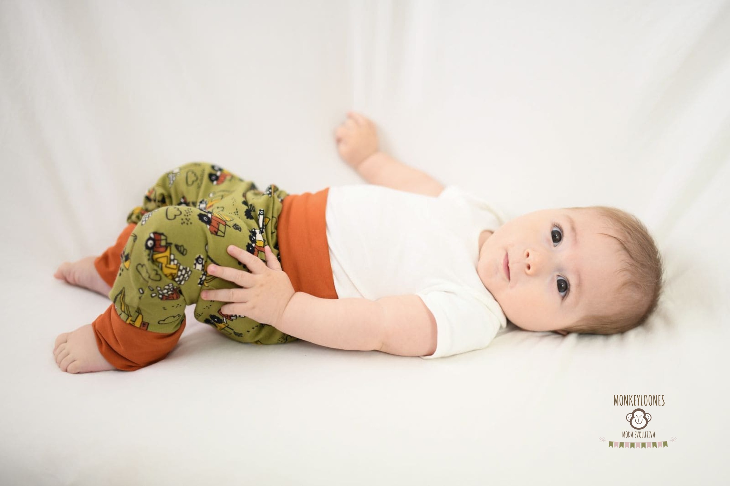 Pantalón Evolutivo "Grúas" - Algodón Orgánico (Corte Sarouel) - Imagen 3